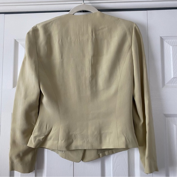 VTG 100% Silk Muted Green Hourglass Suit Blazer Skirt Set | 4-6 - Picture 5 of 16